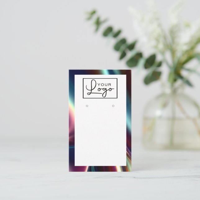 De Visite Votre Logo Carte d'oreille en métal foncé brillant (Debout devant)