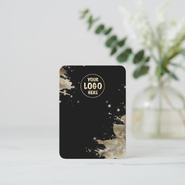 De Visite Votre logo carte d'oreille en métal Splash Grand n (Debout devant)