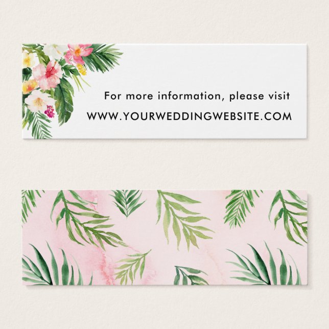 De Visite Watercolor Tropical Beach Wedding Website Cartes (Devant & derrière)