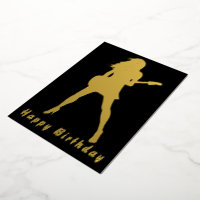 Black Gold Foil Carte Anniversaire Guitare Joueuse