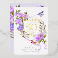 Carte anniversaire annuelle ruban rose violet