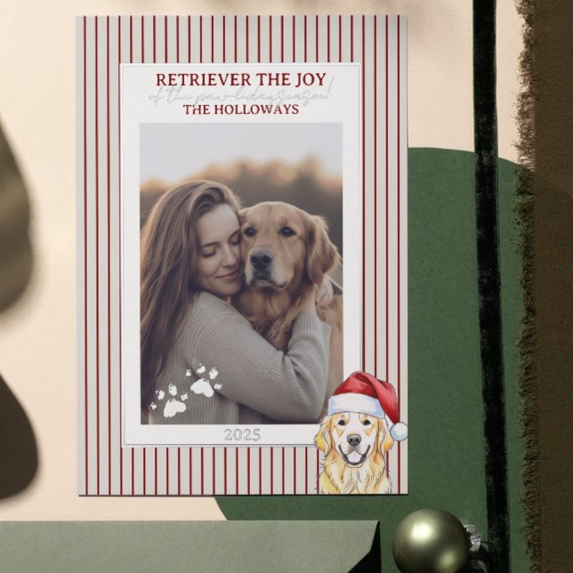 De Vœux En Aluminium Carte d'huile d'hiver Golden Retriever (Send Paw-liday Greetings with this Holiday Pun Watercolor Golden Retriever Foil Card! )