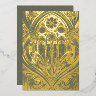 De Vœux En Aluminium Carte Foil Cathédrale gothique (Moss Green)