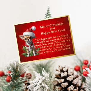 De Vœux En Aluminium Carte Foil Chihuahua à Santa Hat