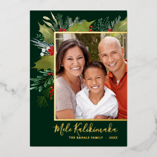 De Vœux En Aluminium Carte Foil Photo Holly Mele Kalikimaka Christmas