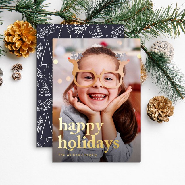 De Vœux En Aluminium Carte Happy Holidays Gold Foil (Créateur téléchargé)