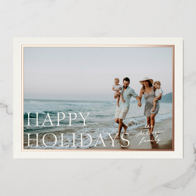 De Vœux En Aluminium Carte Holiday Simplicity Foil Photo Holiday (Recto)