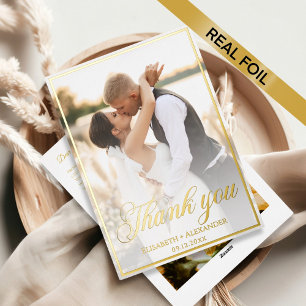 De Vœux En Aluminium Carte mariage photo Script Merci