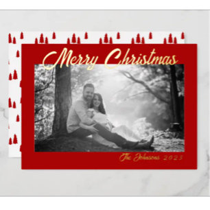 De Vœux En Aluminium Carte Motif Red Gold Foil Christmas Tree