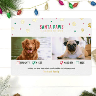 De Vœux En Aluminium Carte photo à deux chiens « Naughty or Nice » avec