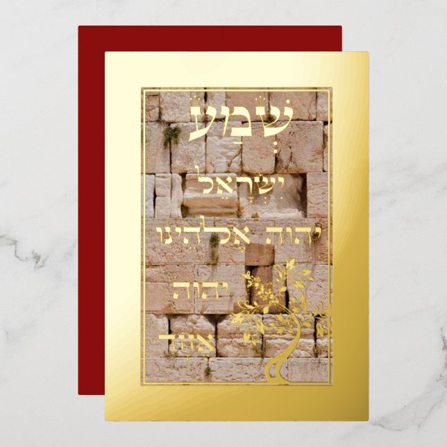 De Vœux En Aluminium Carte Plaque Shema Etz Chaim Kotel (Recto/Verso)