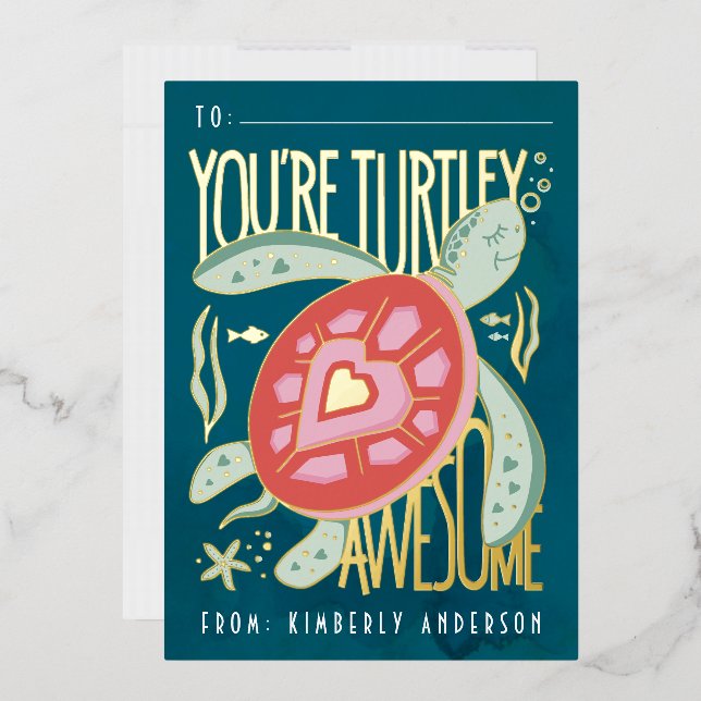 De Vœux En Aluminium Carte Pressée Turtley (Enveloppe)