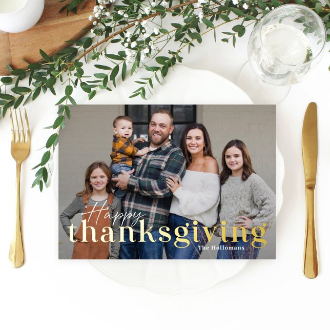 De Vœux En Aluminium Élégant Mélange Foil Thanksgiving Carte photo (Créateur téléchargé)