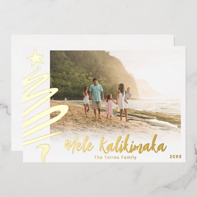 De Vœux En Aluminium Gold Foil Mele Kalikimaka Carte photo (Recto/Verso)