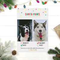 Gold Foil Naughty ou Nice Carte photo à deux chien