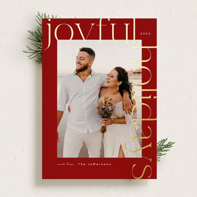 De Vœux En Aluminium Gras et brillant moderne Gold Carte photo (Créateur téléchargé)