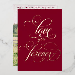 De Vœux En Aluminium Love You Forever Bourgogne 1 Photo Carte Anniversa