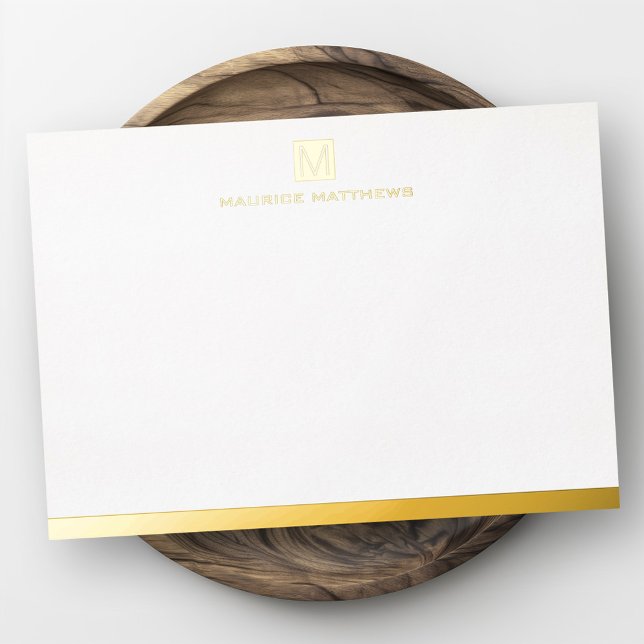 De Vœux En Aluminium Monogramme masculin moderne nom vrai feuille carte (Modern masculine monogram name real foil flat card)