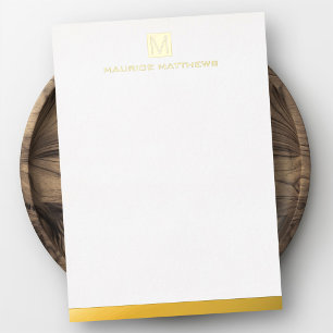 De Vœux En Aluminium Monogramme masculin moderne nom vrai feuille carte