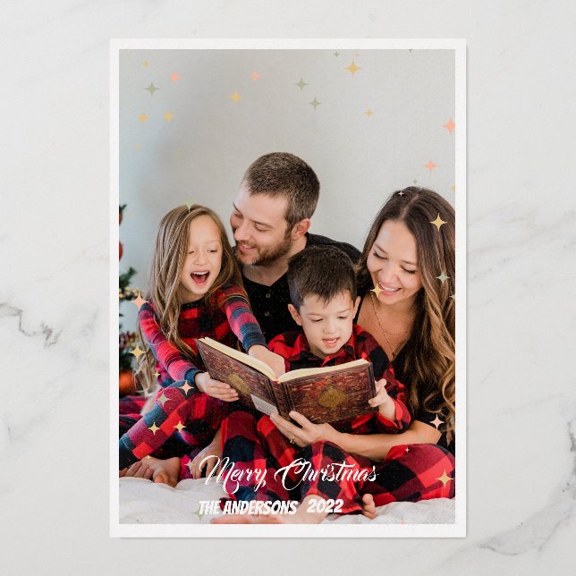 De Vœux En Aluminium Noël moderne minime carte d'étoile (Recto)