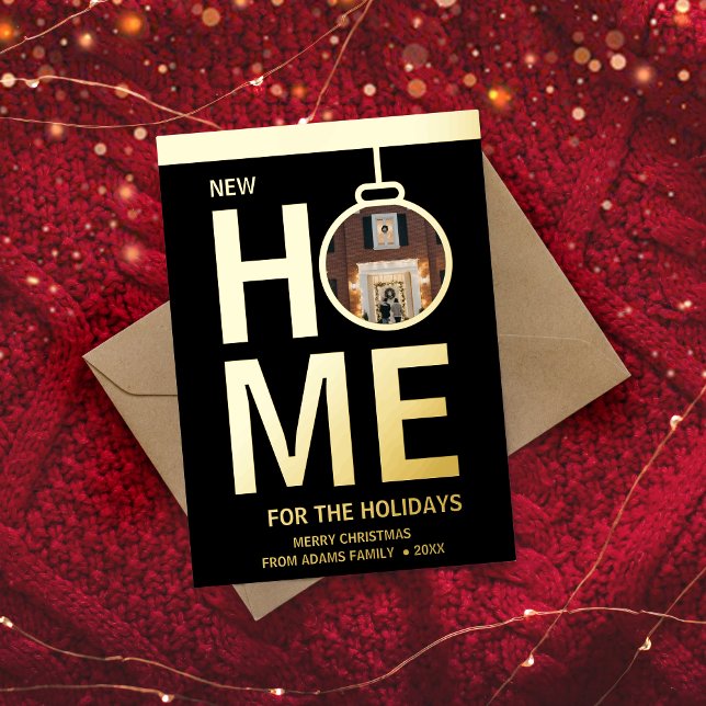 De Vœux En Aluminium Nouvelle maison Fêtes Noël Élégant Carte photo (Créateur téléchargé)