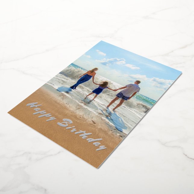 De Vœux En Aluminium Photo personnalisée Foil Carte d'anniversaire Votr (Rotation)