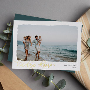 De Vœux En Aluminium Wavy Carte Foil Simple Horizontal Holiday Cheer