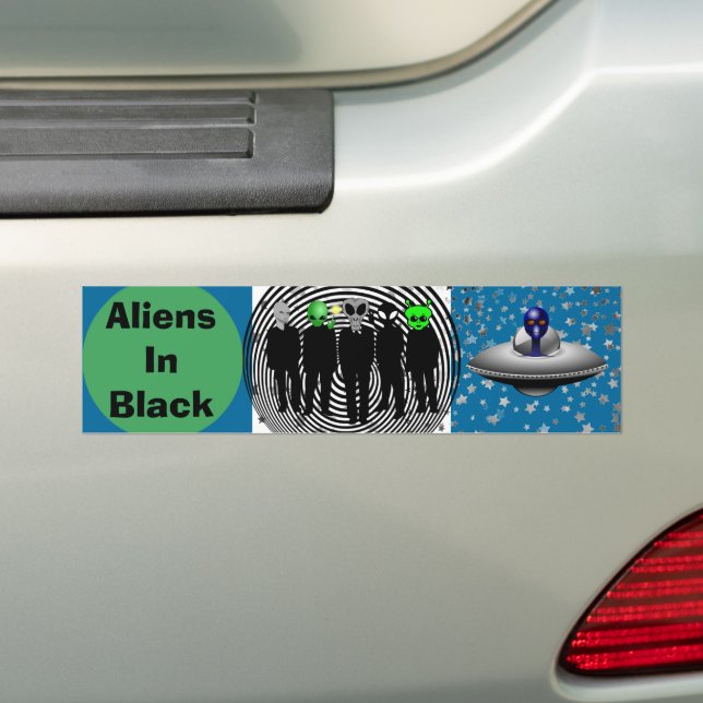 De Voiture Aliens en noir autocollant pare-chocs (En voiture)