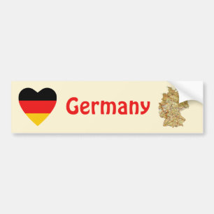De Voiture Autocollant Allemagne Drapeau Cœur + Carte