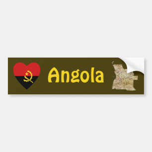 De Voiture Autocollant Angola Drapeau Cœur + Carte