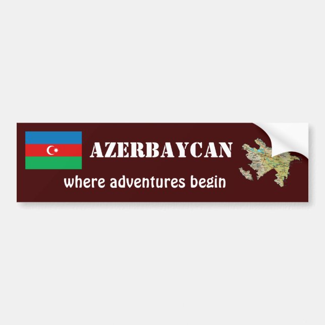 De Voiture Autocollant Azerbaïdjan Drapeau + Carte (Devant)
