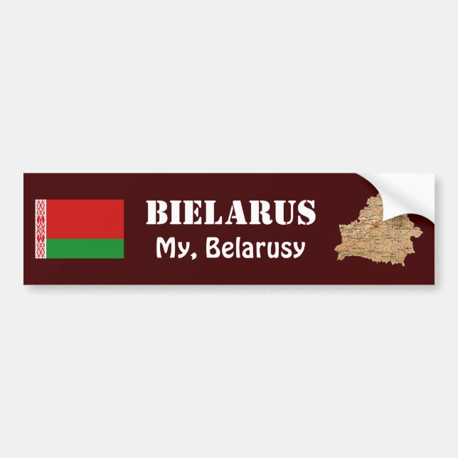 De Voiture Autocollant Belarus Drapeau + Carte (Devant)