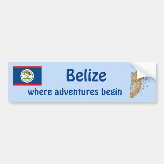 De Voiture Autocollant Belize Drapeau et Carte (Devant)