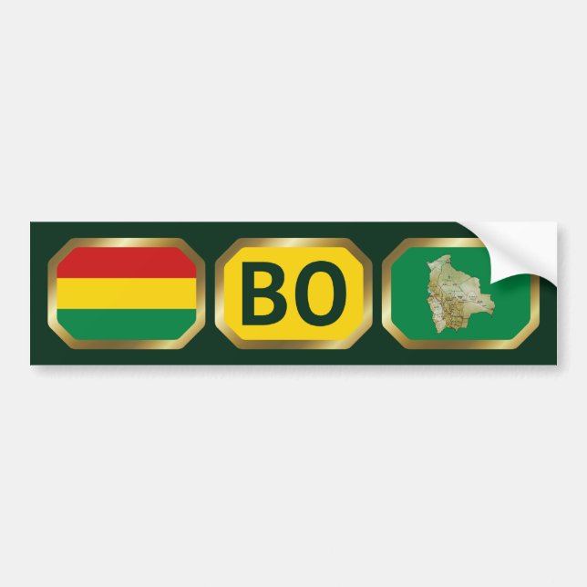 De Voiture Autocollant Bolivie Drapeau Carte Code (Devant)