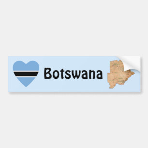 De Voiture Autocollant Botswana Drapeau Cœur + Carte