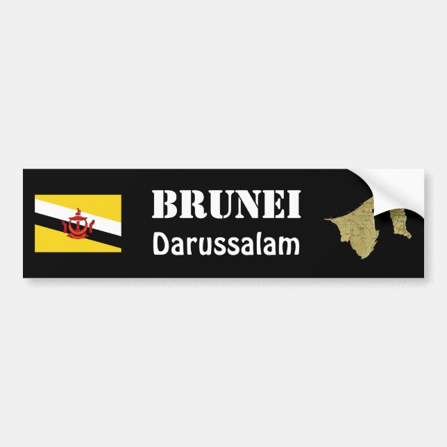 De Voiture Autocollant Brunei Drapeau + Carte (Devant)