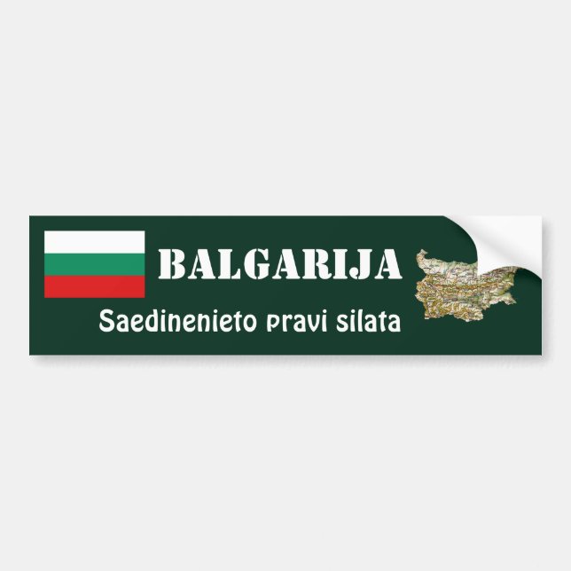 De Voiture Autocollant Bulgare Drapeau + Carte (Devant)