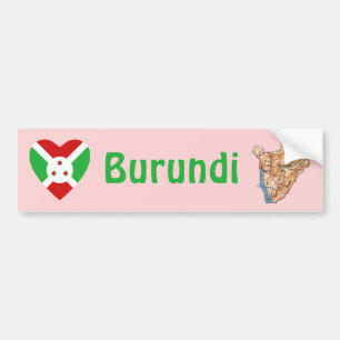 De Voiture Autocollant Burundi Drapeau Cœur + Carte