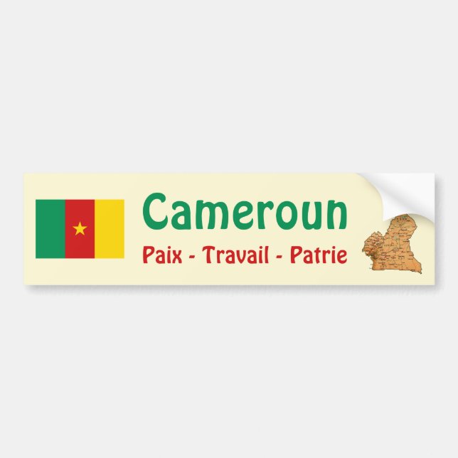 De Voiture Autocollant Caméroun Drapeau + Carte (Devant)