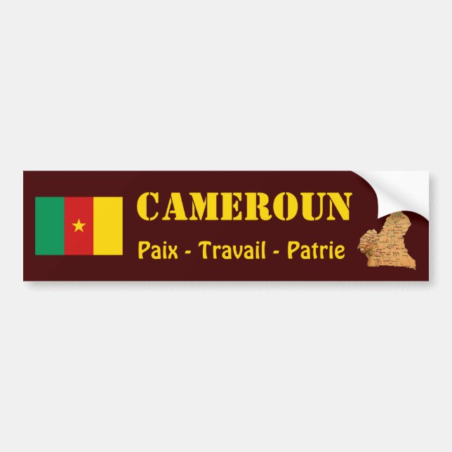 De Voiture Autocollant Caméroun Drapeau + Carte (Devant)