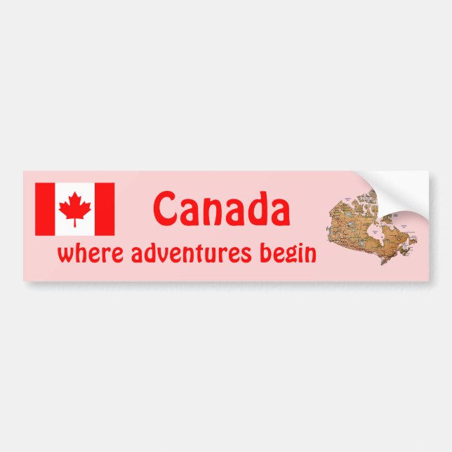 De Voiture Autocollant Canada Drapeau et Carte (Devant)