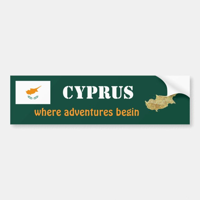 De Voiture Autocollant Chypre Drapeau + Carte (Devant)