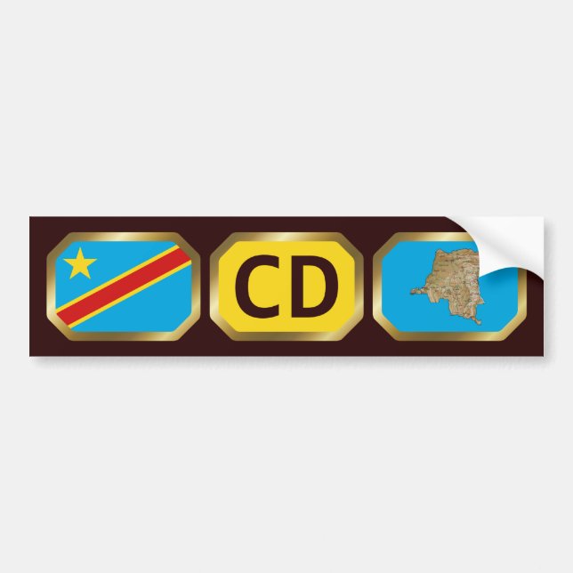De Voiture Autocollant Congo-Kinshasa Drapeau Carte Code (Devant)