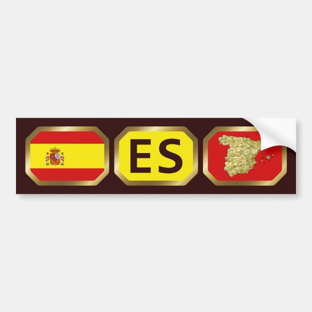 De Voiture Autocollant Drapeau Carte Code Espagne (Devant)