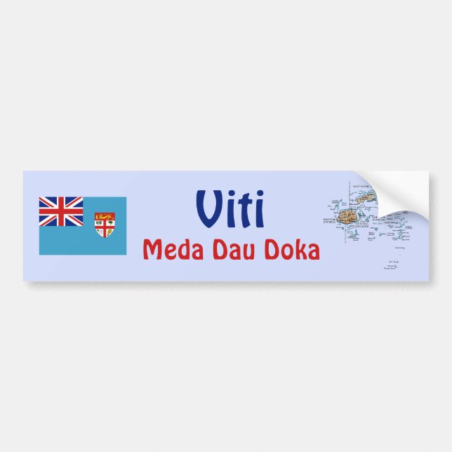 De Voiture Autocollant Drapeau + Carte des Fidji (Devant)