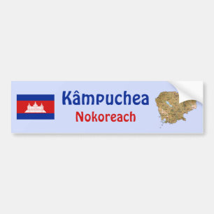 De Voiture Autocollant Drapeau + Carte du Cambodge