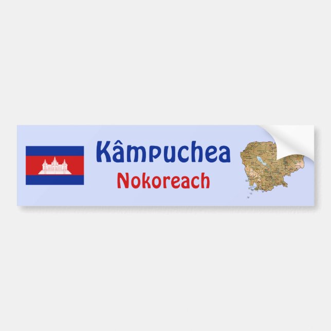 De Voiture Autocollant Drapeau + Carte du Cambodge (Devant)