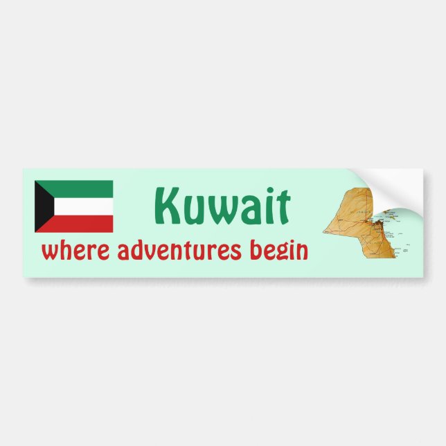 De Voiture Autocollant Drapeau + Carte du Koweït (Devant)