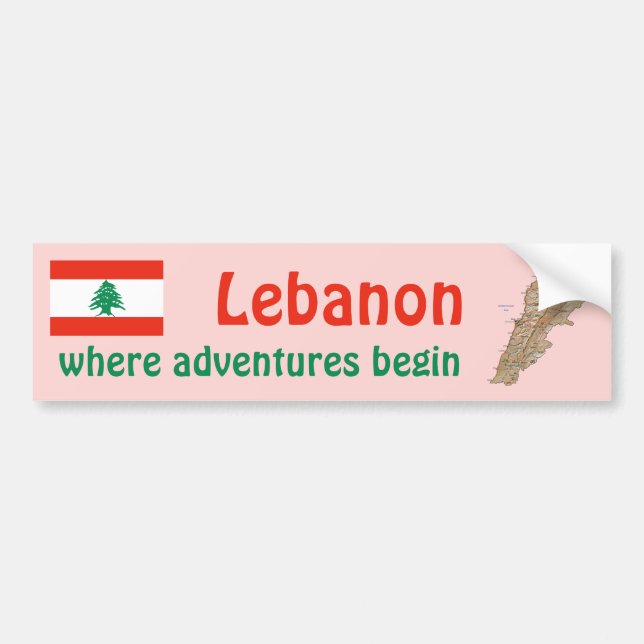 De Voiture Autocollant Drapeau + Carte du Liban (Devant)