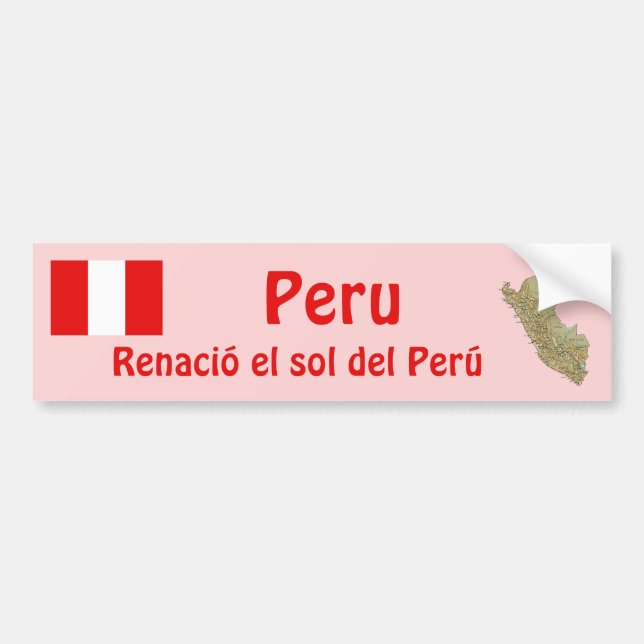 De Voiture Autocollant drapeau et carte du Pérou (Devant)